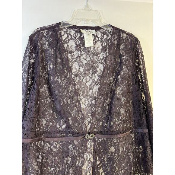 NWT VTG Patra Sheer Lace Long Sleeve Jacket Top Women's 14 Purple - Picture 3 of 15